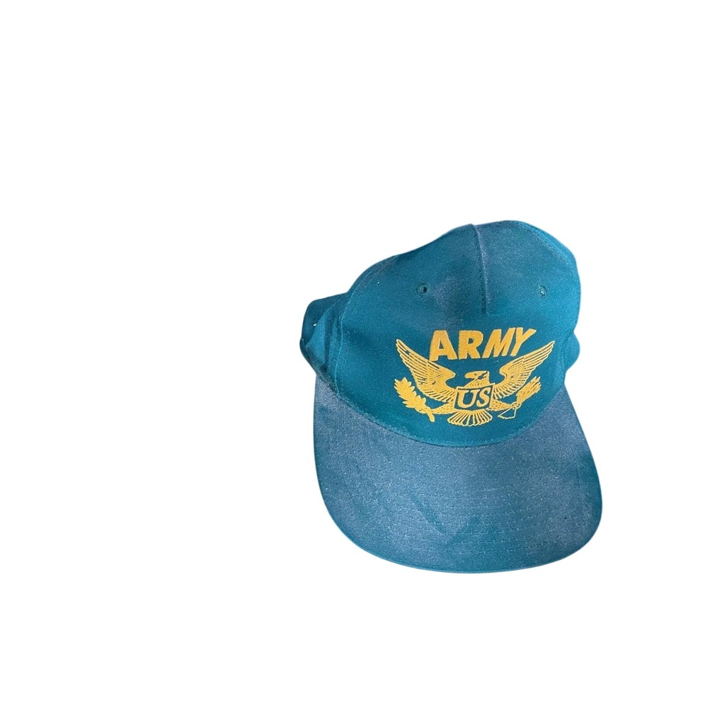 Vintage US Army Baseball Cap Hat Green & Gold Military Embroidered